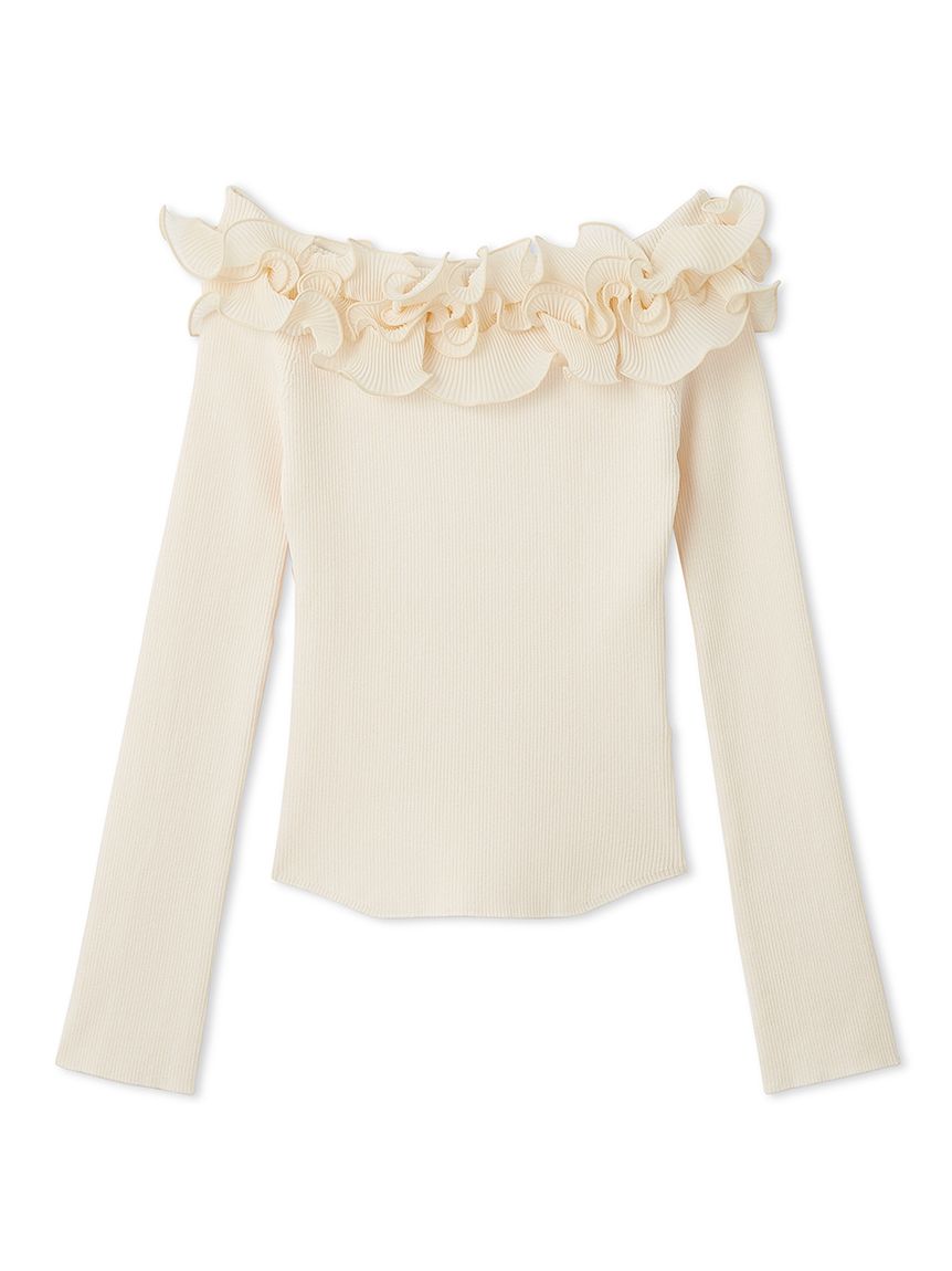 リリーブラウン　今期　モチーフフリルニットトップス　アイボリー モチーフフリルニットトップス(ニット)｜トップス｜LILY BROWN（リリー