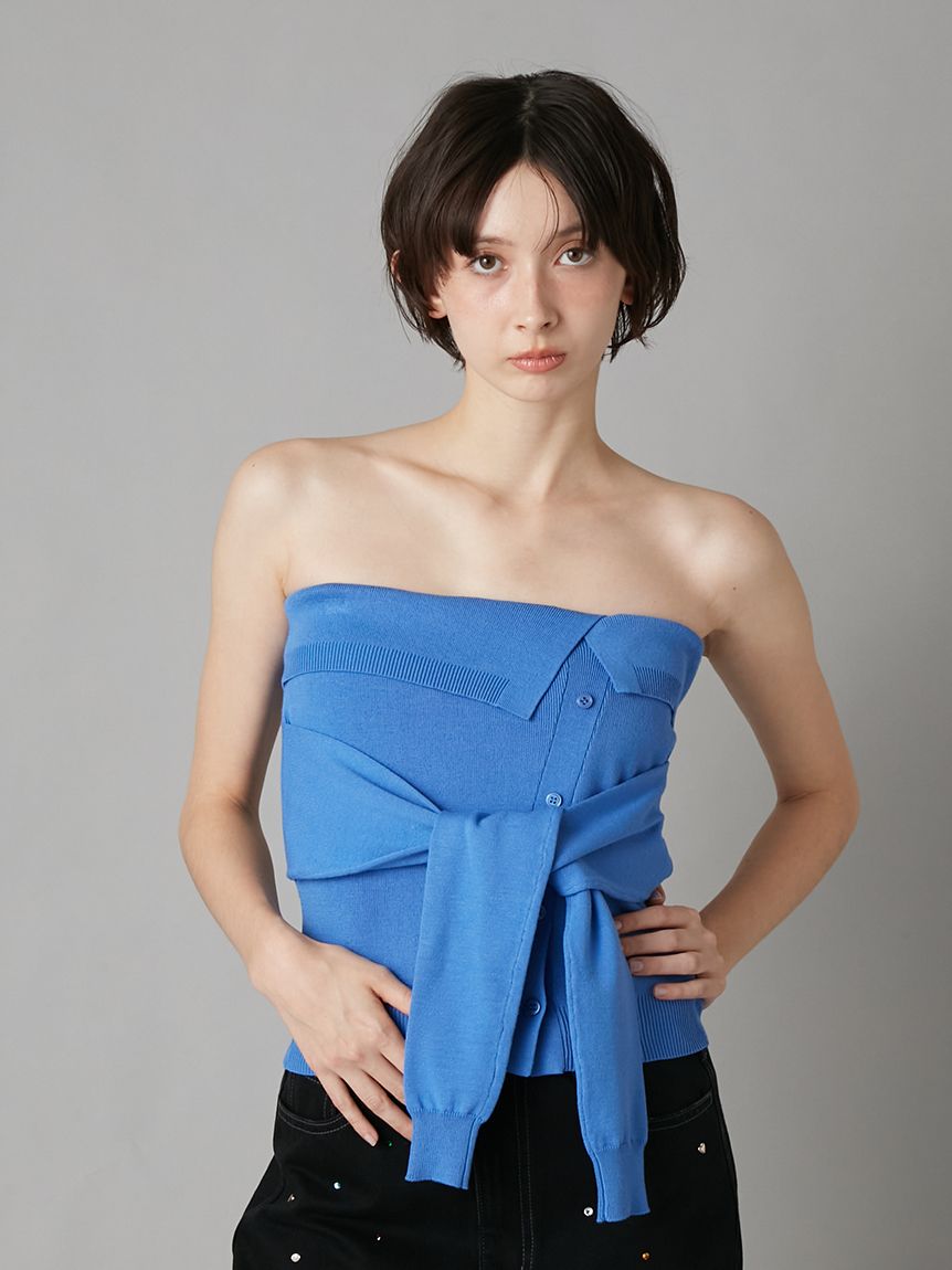 カラートリムニットカーディガン レイヤードニットベアトップ LILY BROWN｜レイヤードニットベアトップ | Rakuten Fashion(楽天