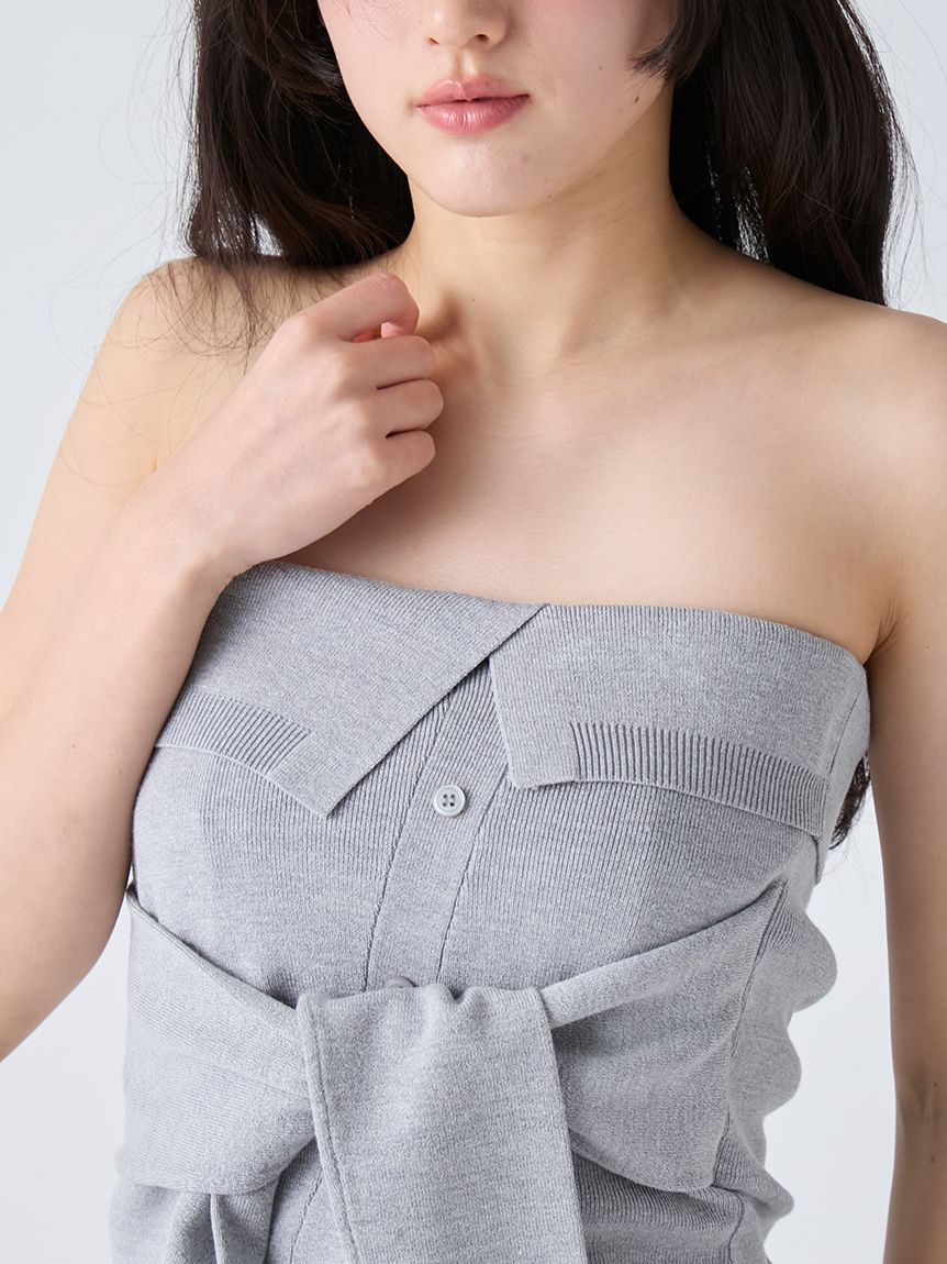 カラートリムニットカーディガン レイヤードニットベアトップ LILY BROWN｜レイヤードニットベアトップ | Rakuten Fashion(楽天