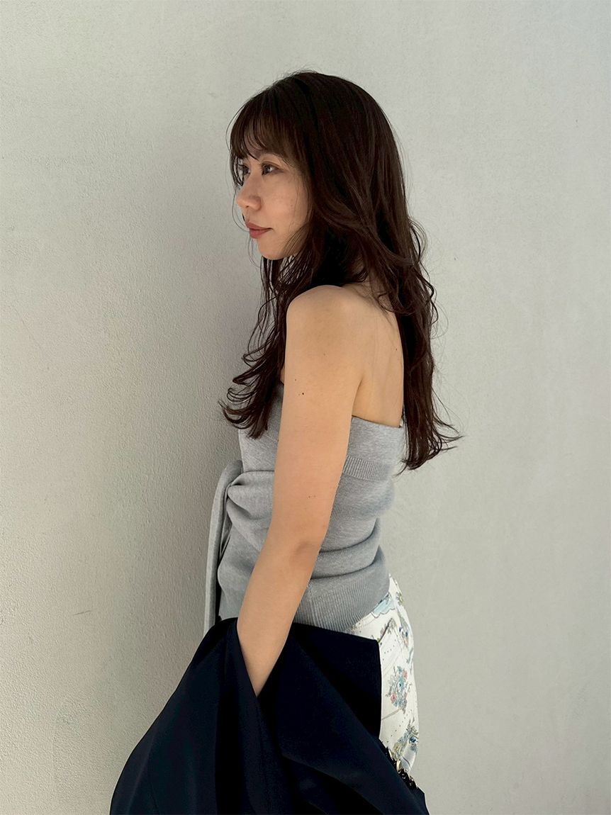 カラートリムニットカーディガン レイヤードニットベアトップ LILY BROWN｜レイヤードニットベアトップ | Rakuten Fashion(楽天