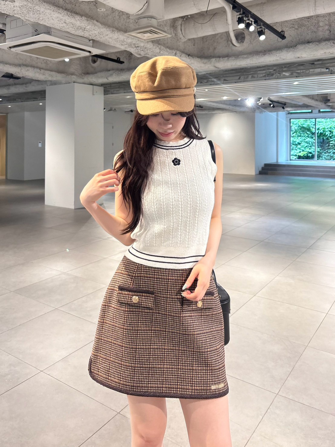LILY BROWN ノースリーブ オールインワン CGRY LILY BROWN×MARY QUANT】デイジー刺繍ケーブルノースリニット(タンク