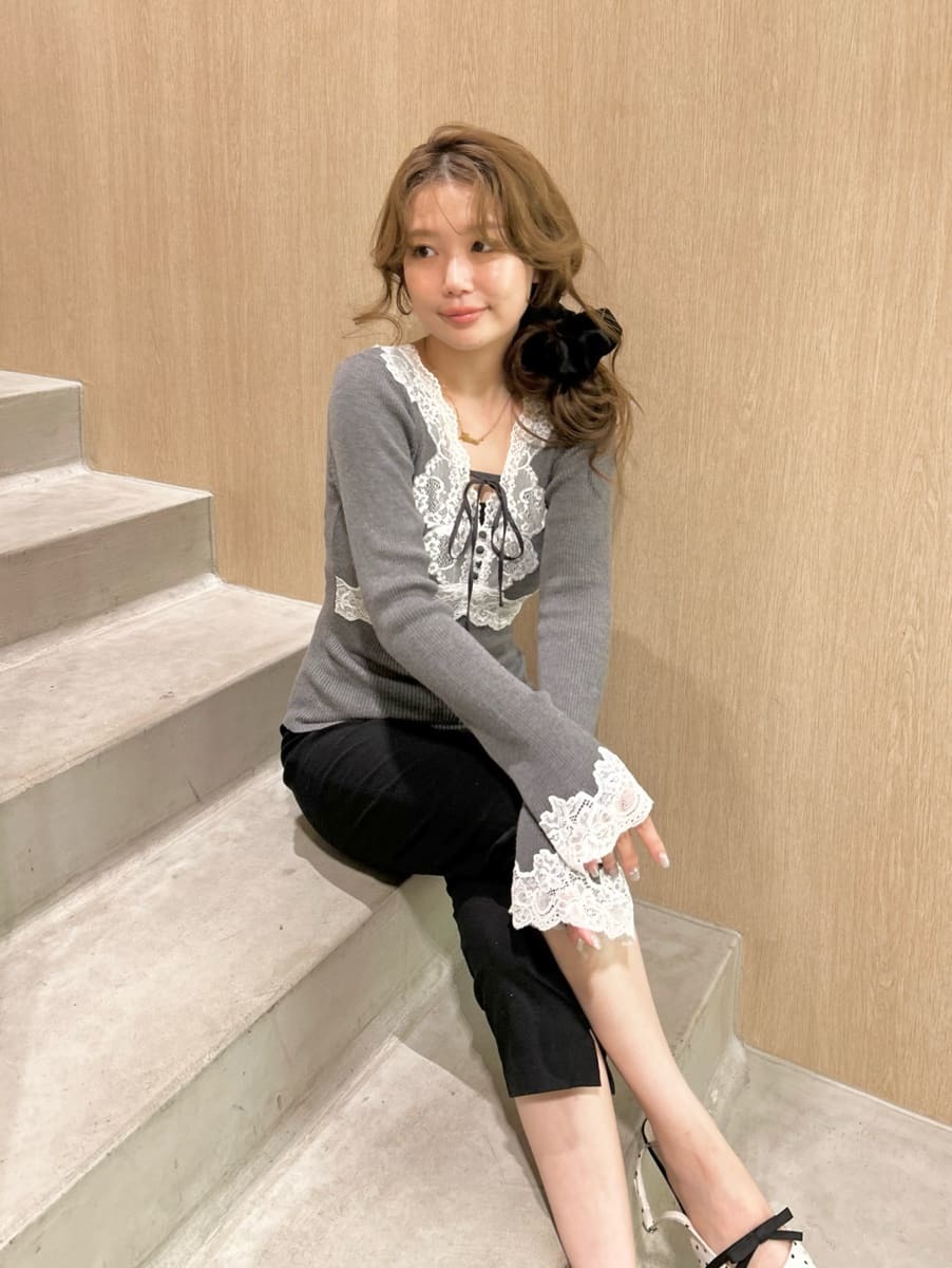 オフィシャル・ MASHSTORE 限定】ストレッチレースニットトップス