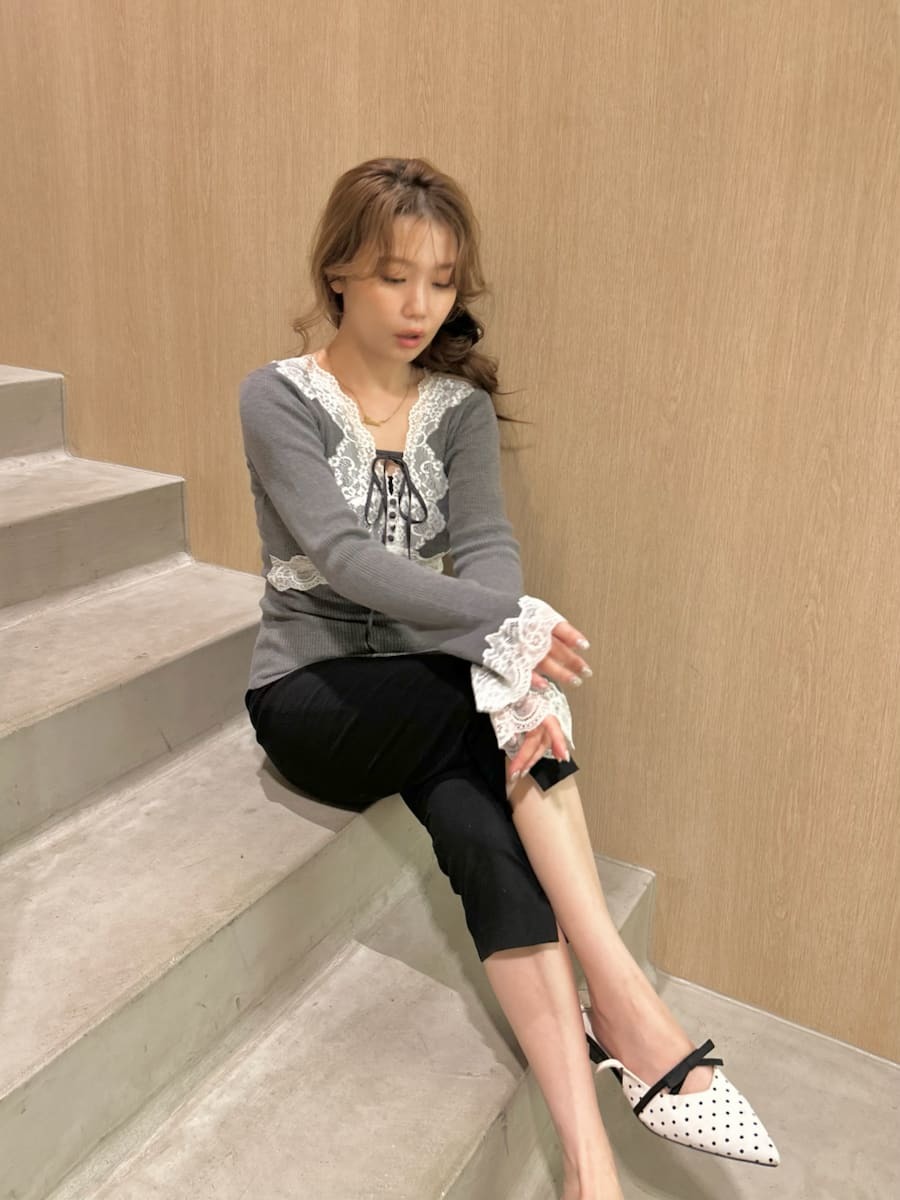 オフィシャル・ MASHSTORE 限定】ストレッチレースニットトップス