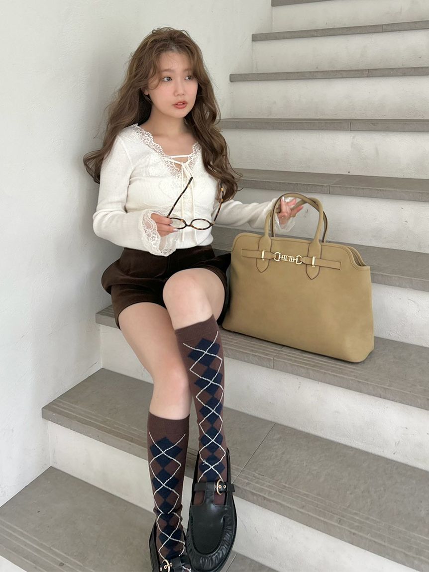 オフィシャル・ MASHSTORE 限定】ストレッチレースニットトップス