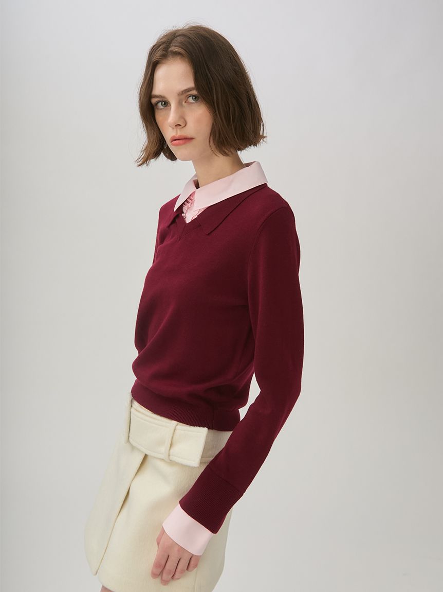 フリルシャツドッキングニット(ニット・セーター)｜TOPS｜LILY BROWN