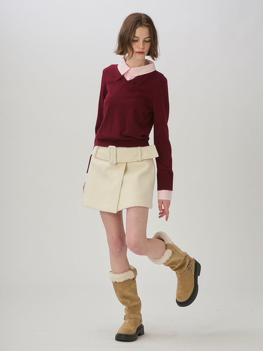 フリルシャツドッキングニット(ニット・セーター)｜TOPS｜LILY BROWN