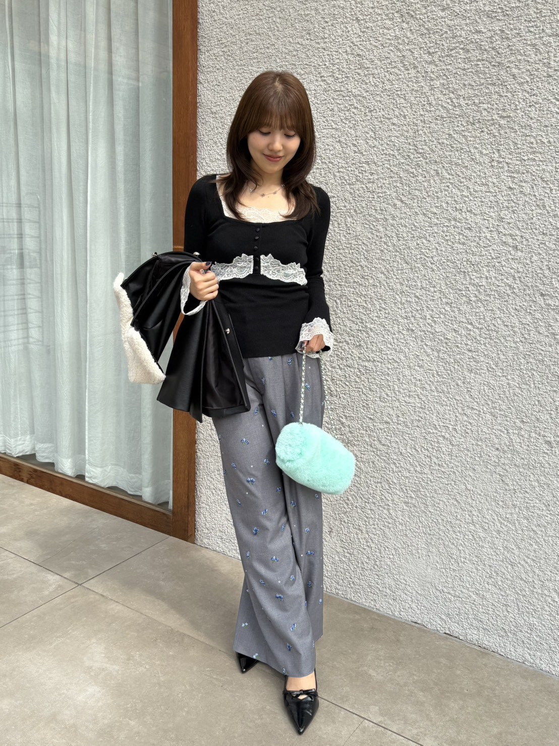 オフィシャル・ MASHSTORE 限定】レーストリムニットトップス(ニット