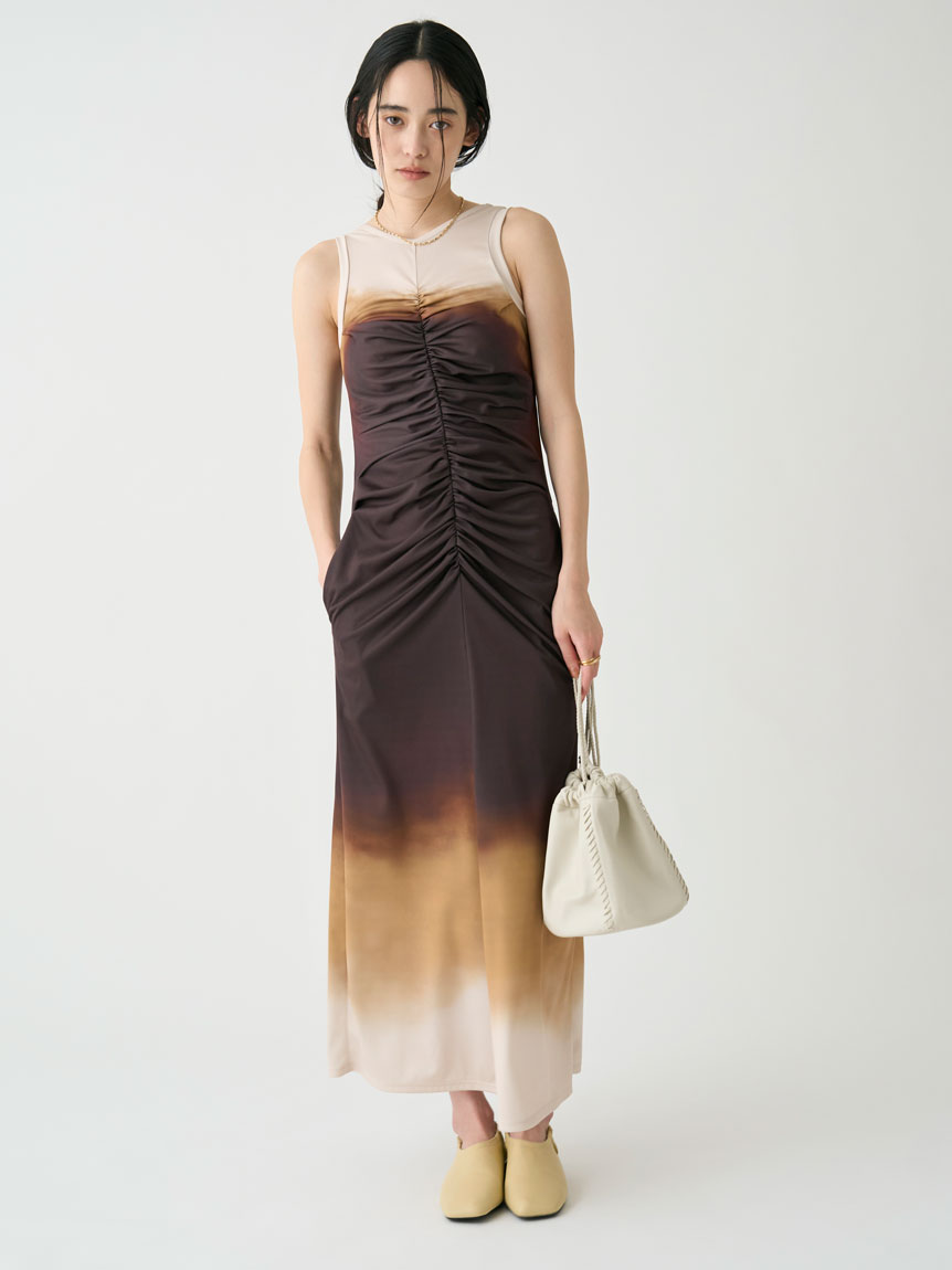 【CAROLINA HERRERA】ミディワンピース ギャザー入り ギャザーワンピース