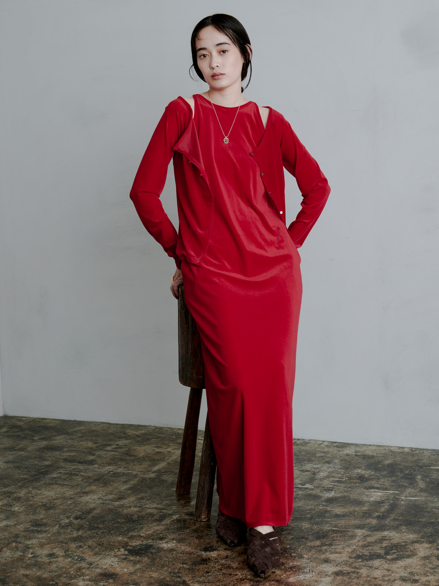 【Vikini Vender】リベロカットアウトロングワンピース RED Vikini Vender】リベロカットアウトロングワンピース RED