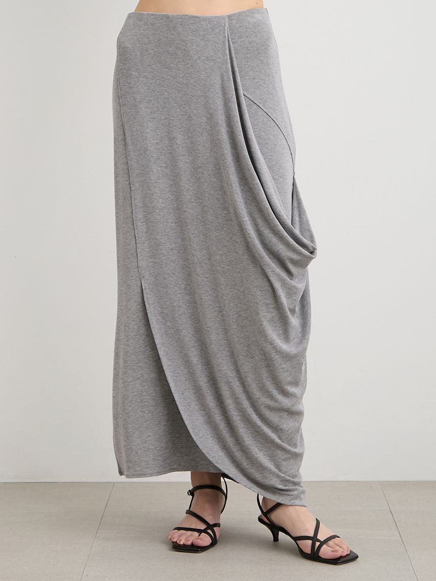 洗える】ニュアンスドレープカットスカート(膝丈スカート)｜スカート