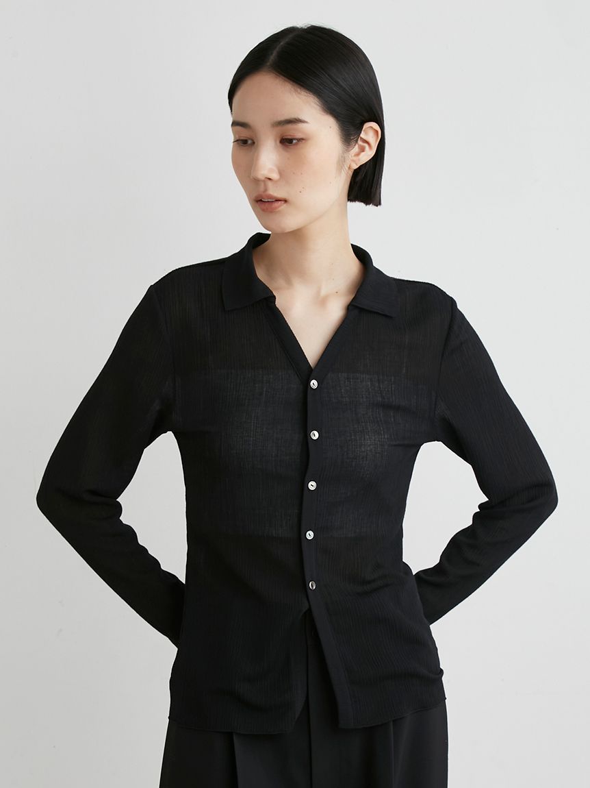 MIESROHE ミースロエ　パターンスクエアニットカーディガン　黒 ｽｸｴｱﾊﾟﾀｰﾝﾆｯﾄｶｰﾃﾞｨｶﾞﾝ（カーディガン/ボレロ）｜MIESROHE