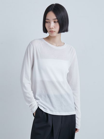 【ミースロエ】ツイスト長袖トップス シンプル クルーネック ホワイト ツイスト長袖トップス(カットソー)｜トップス｜MIESROHE