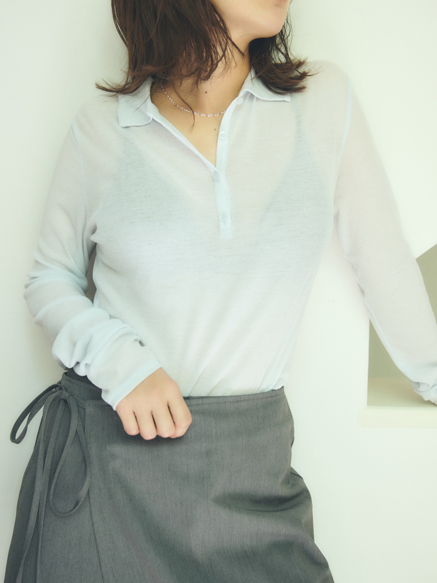 シアーフライスポロカットトップス(カットソー)｜トップス