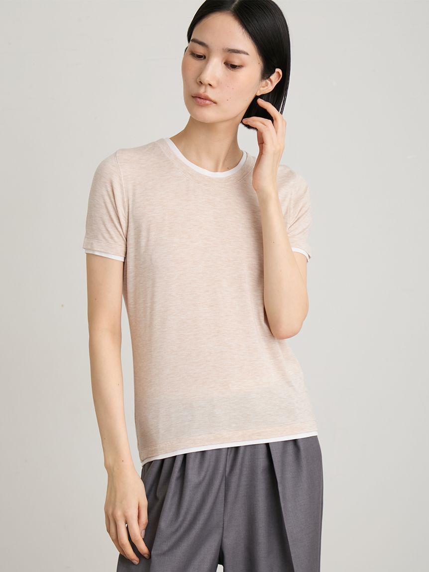 新品　ミースロエ　★ボーダー★　ツイストレイヤードT レイヤードカットTシャツ(Tシャツ)｜トップス｜MIESROHE（ミースロエ