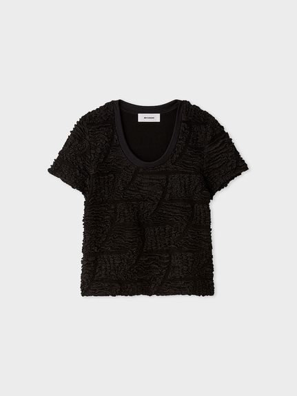 洗える】UネックコンパクトシュリンクTシャツ(トップス)｜MIESROHE