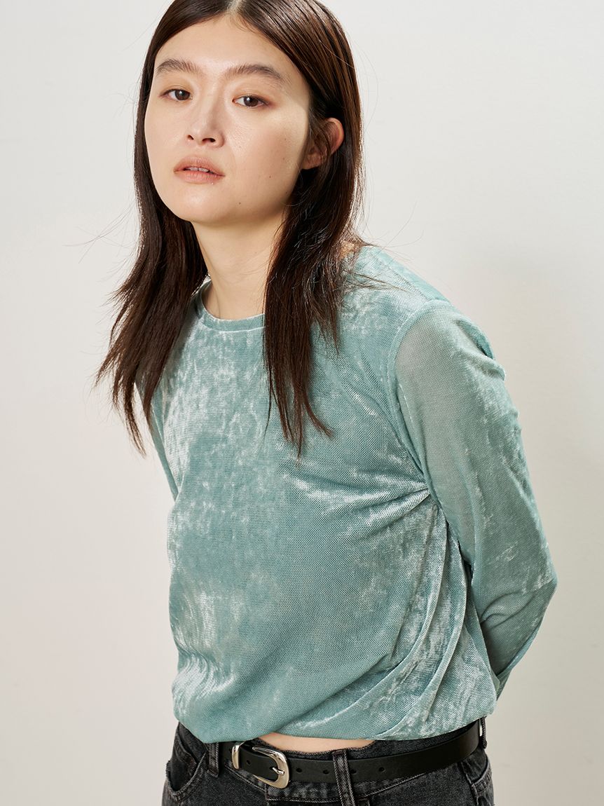 シアーモールメッシュねじりロンT(Tシャツ)｜トップス｜MIESROHE