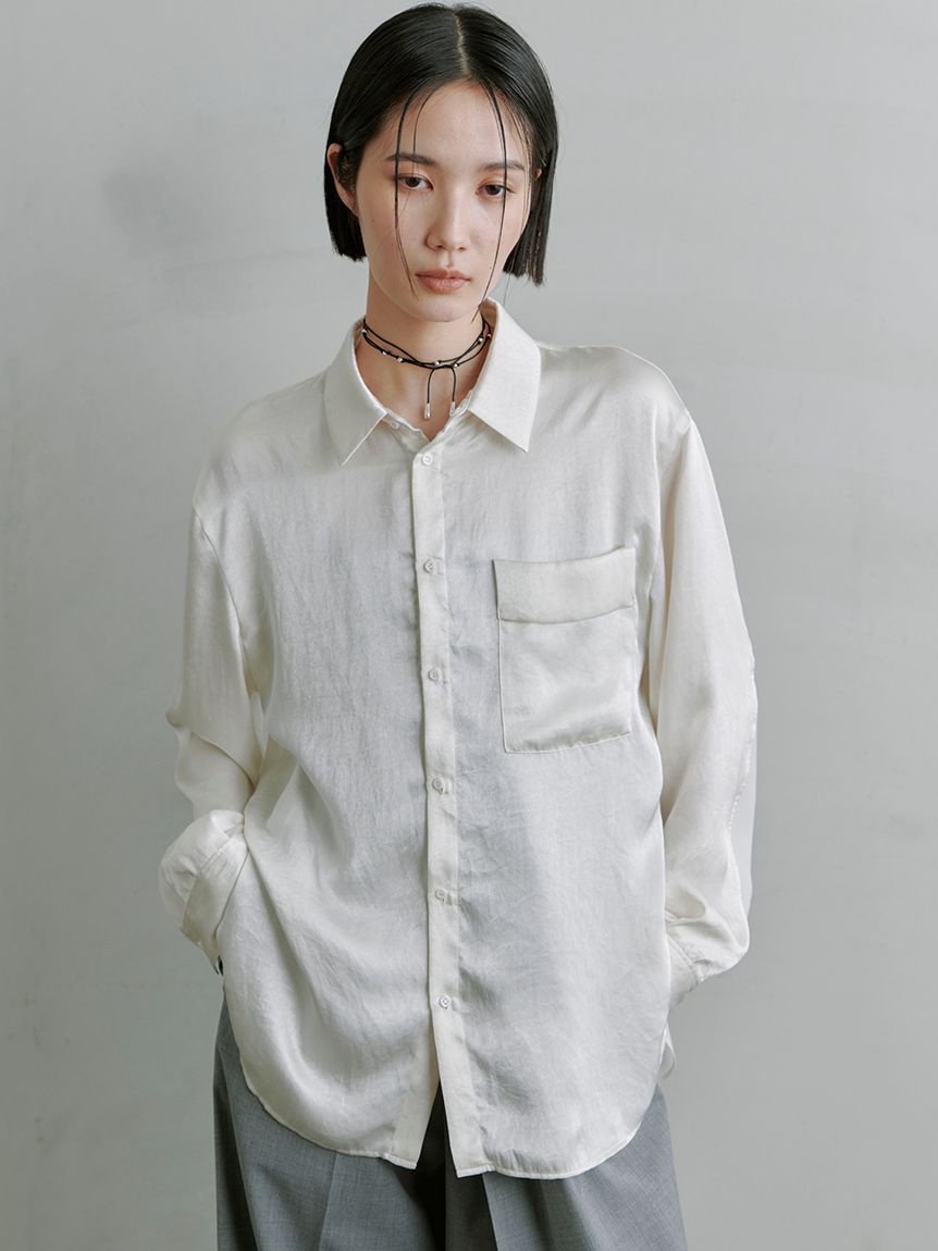 BACKシアーサテンシャツ(シャツ)｜トップス｜MIESROHE