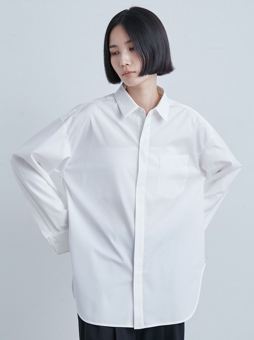 完売☆macotoさん着用☆ミースロエ／BASICダブルカフスSH【BLU】新品 BASICダブルカフスSH(シャツ)｜トップス｜MIESROHE（ミースロエ）公式