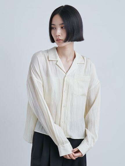 MIESROHE◆長袖シャツ/one/ポリエステル/アイボリー/無地/MWFB231025 セール】【WEB限定・完全ノーアイロン】アイシャツ セミワイド