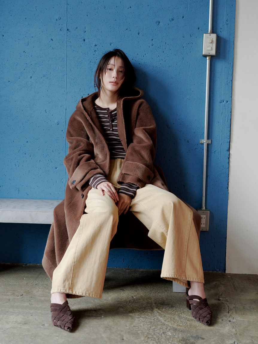 フェイクファーロングフードコート(ファーアウター)｜アウター