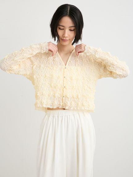 シャーリングVネックカーデ(ニット)｜トップス｜MIESROHE（ミースロエ