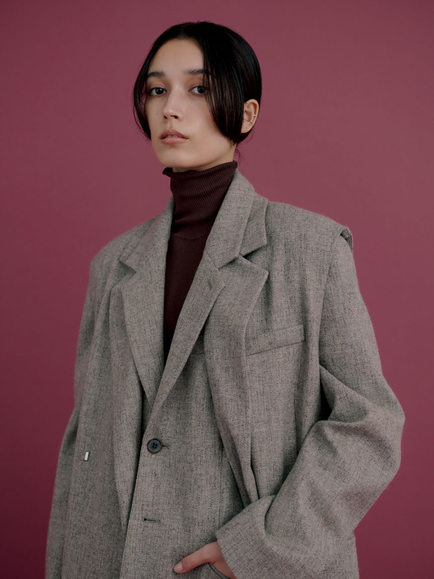 MIESROHE ミースロエ ツィードノーカラージャケット MIESROHE ミースロエ ツィードノーカラージャケット