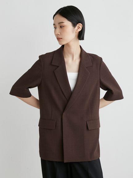 【STORY掲載】美品♡ ミースロエ　ハーフスリーブジャケット　グレー STORY掲載】美品♡ ミースロエ ハーフスリーブジャケット グレー