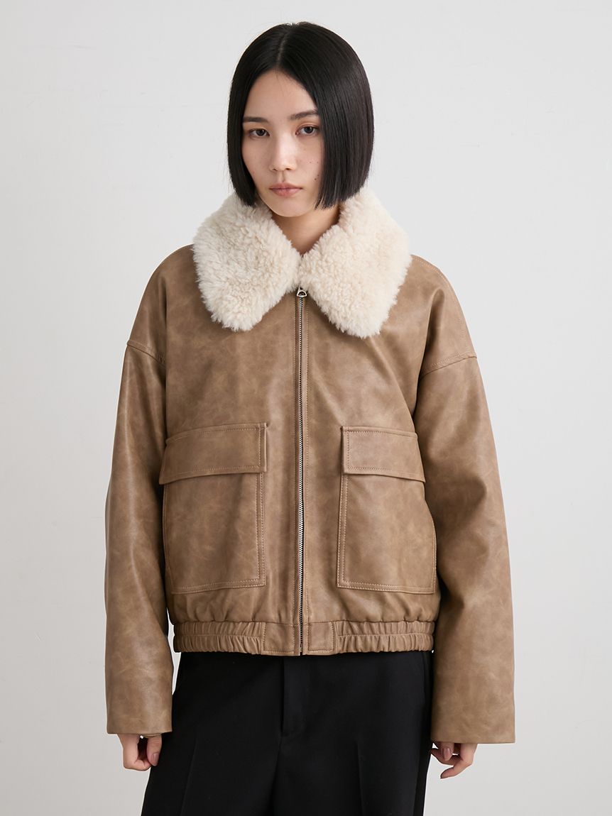 ファー衿ショートブルゾン(ブルゾン)|アウター|MIESROHE(ミースロエ ファー衿ショートブルゾン(ブルゾン)|アウター|MIESROHE(ミースロエ