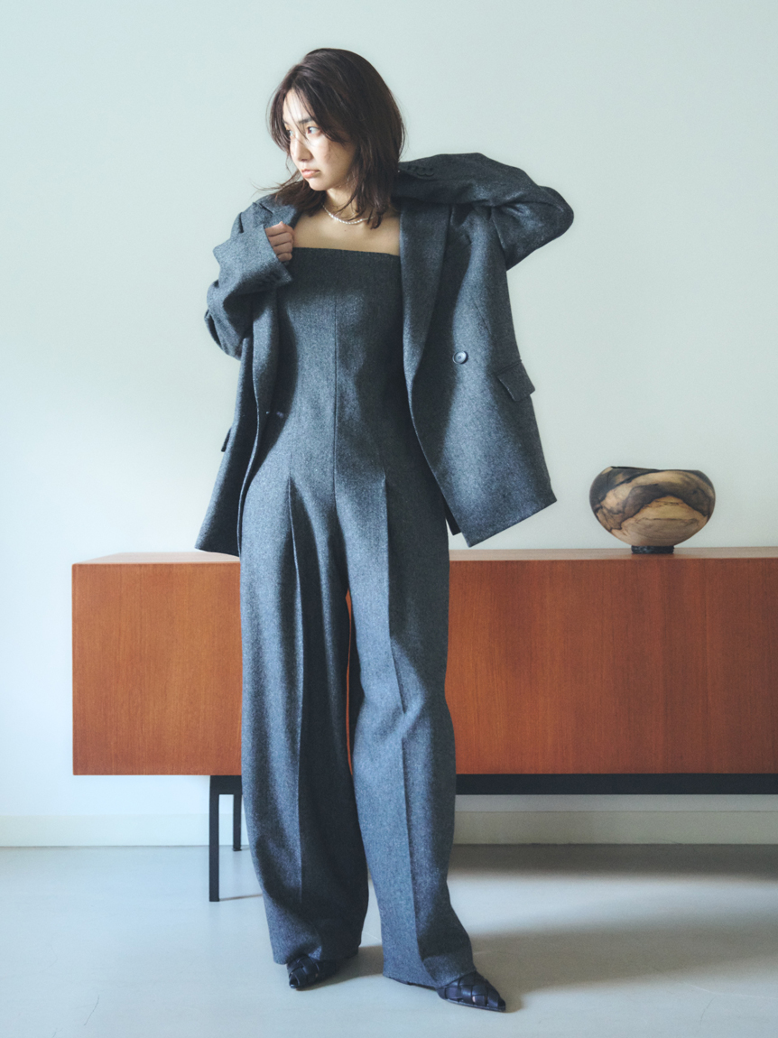 【STORY掲載】美品♡ ミースロエ　ハーフスリーブジャケット　グレー STORY掲載】美品♡ ミースロエ ハーフスリーブジャケット グレー