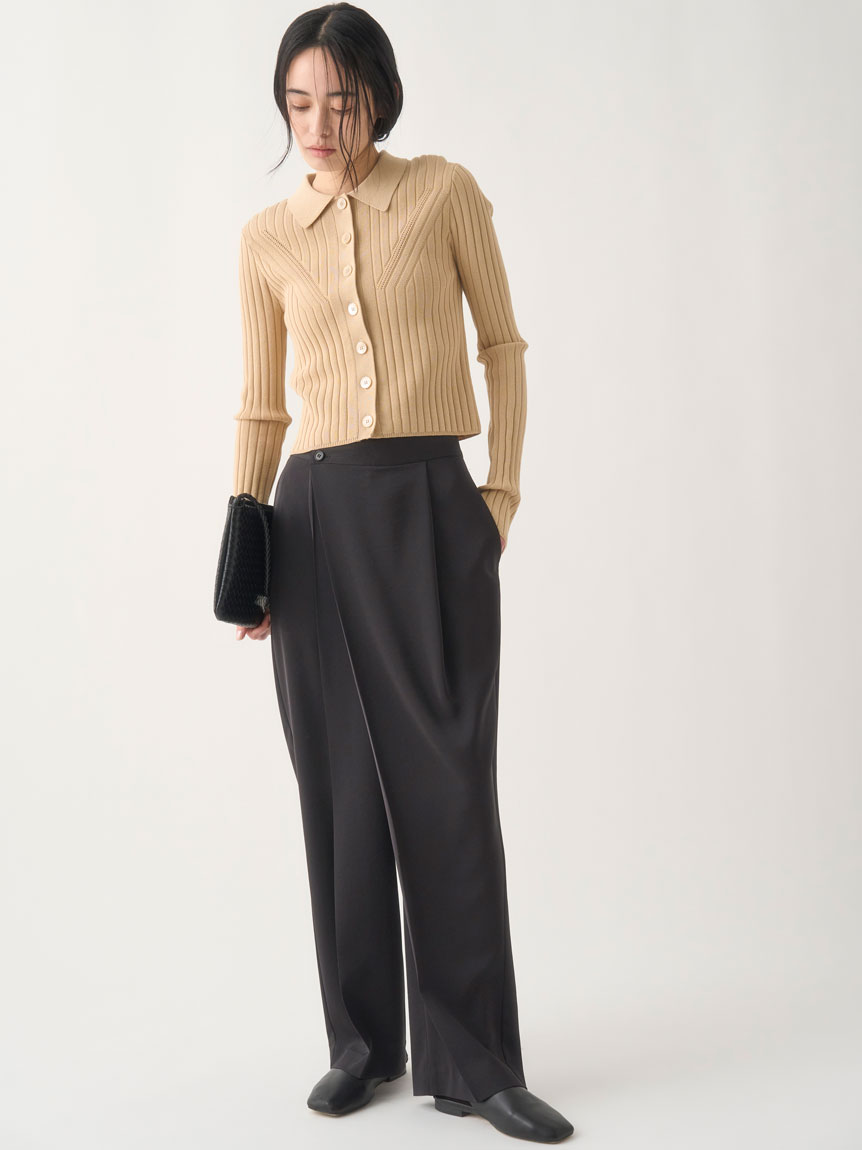エリザベッタ フランキ クレープパンツ サテンリボンバンド 25SS】 ELISABETTA FRANCHI サテンバンド クレープパンツ 2色