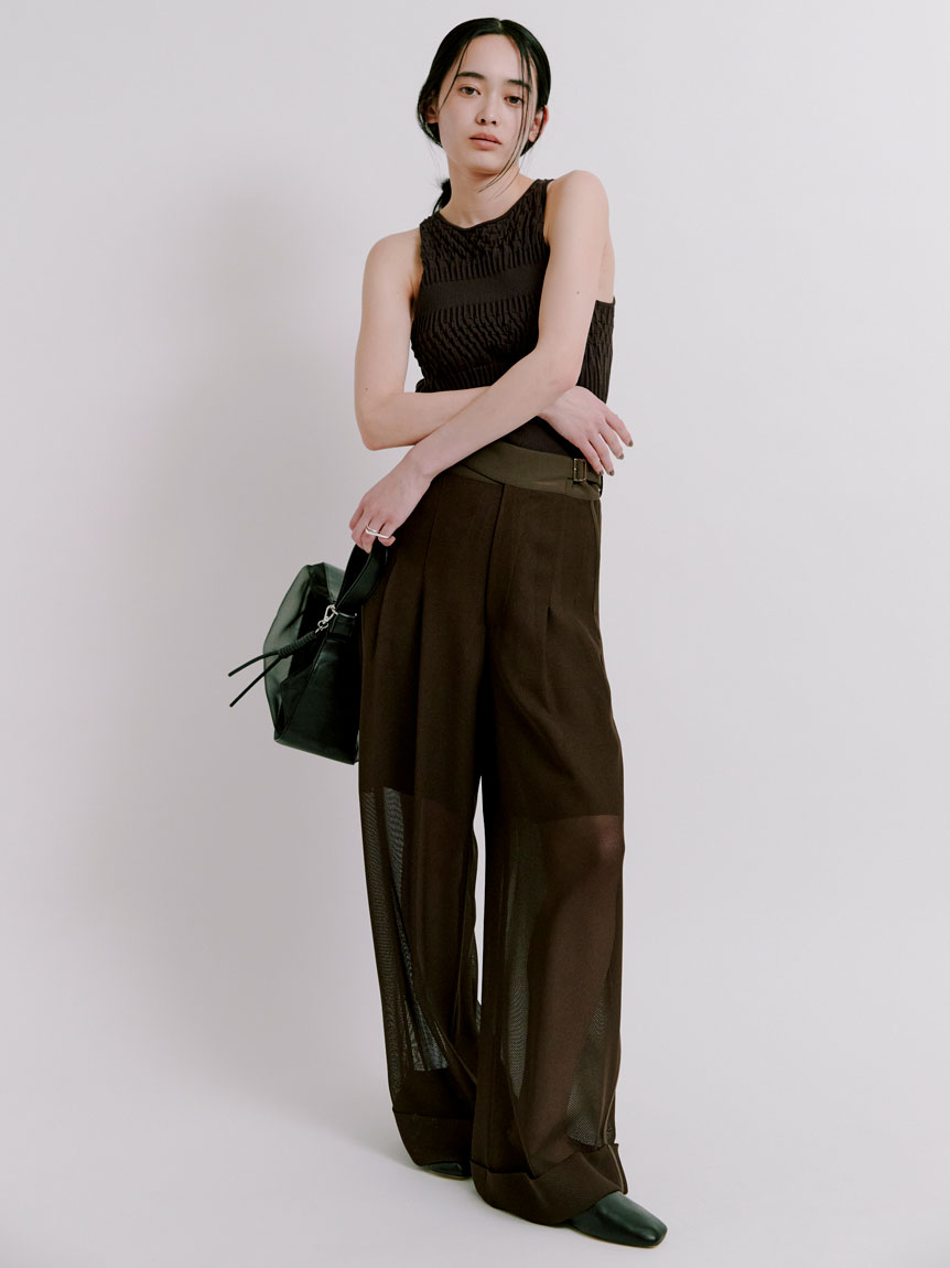 KAREN MILLEN 日本未入荷 テーラード プリーツ ワイドレッグ 黒 Figure Form Bandage Knit Fringe Detail Top | Karen Millen