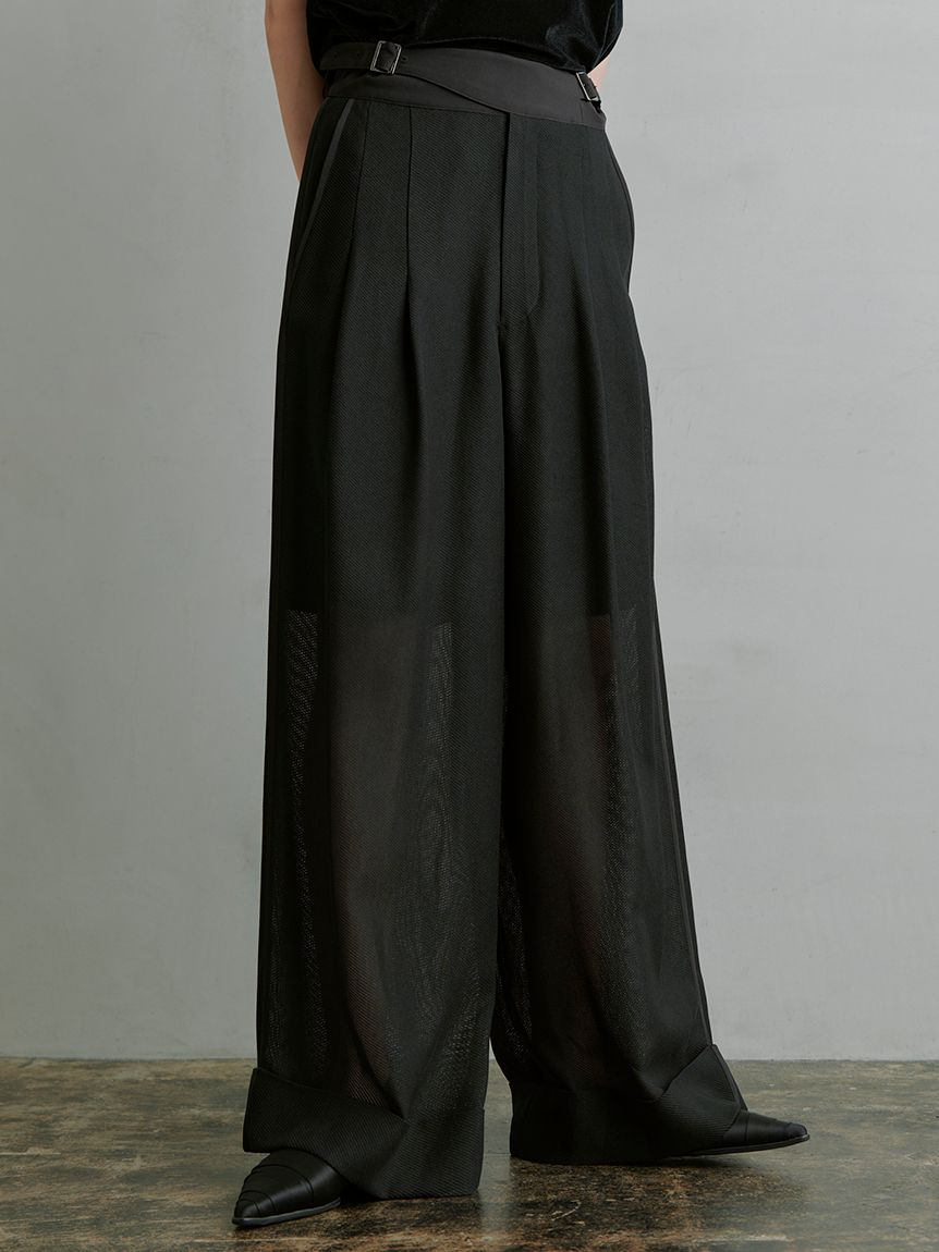 新品【MIESROHE ミースロエ】ワイド　ハーフ パンツ　ガウチョ　タック　黒 2タックツイルテーパーパンツ(ロングパンツ)｜パンツ｜MIESROHE