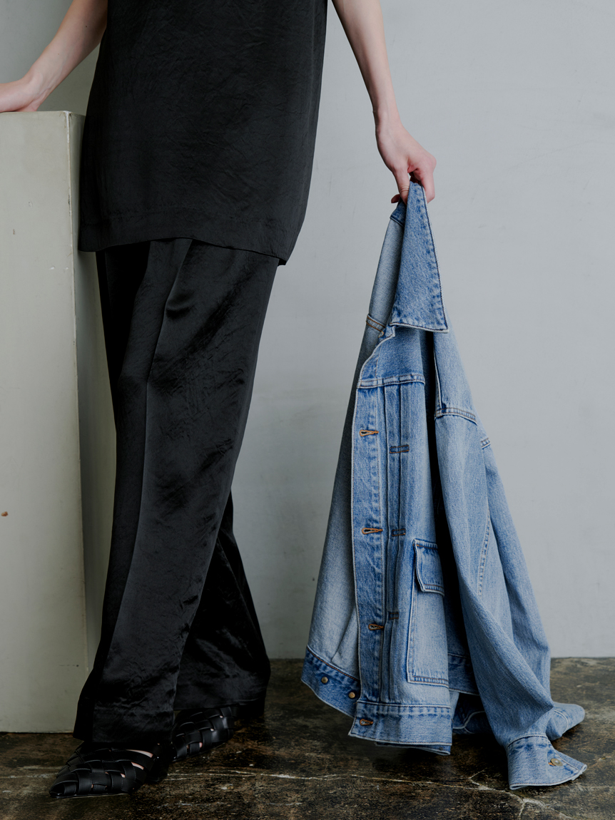 サテンタックイージーパンツ(ワイドパンツ)｜パンツ｜MIESROHE