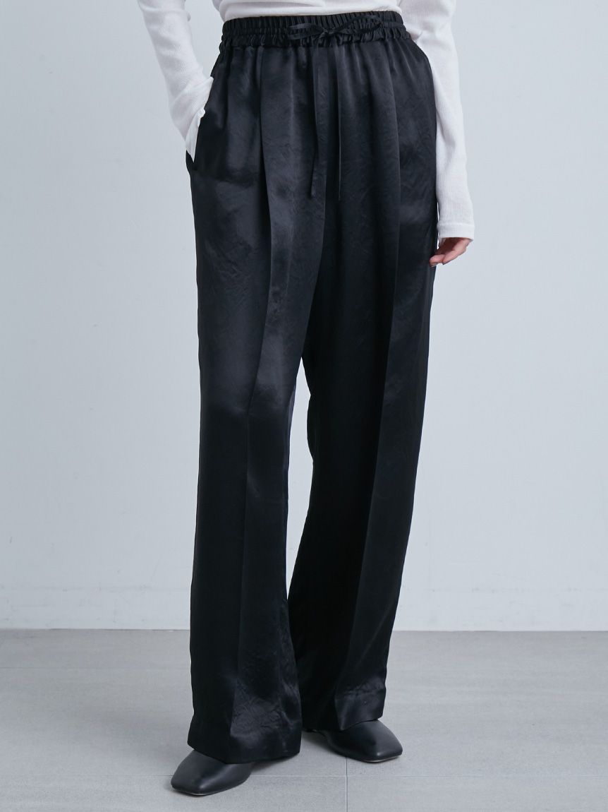 ★boohoo★ハンマード リラックス フィット ワイドレッグ パンツ サテンタックイージーパンツ(ワイドパンツ)｜パンツ｜MIESROHE