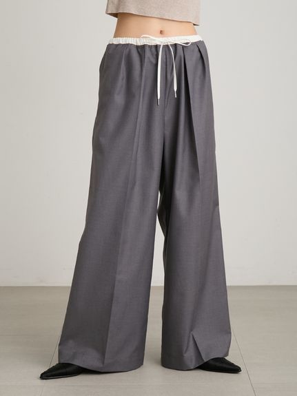 新品【MIESROHE ミースロエ】ワイド　ハーフ パンツ　ガウチョ　タック　黒 MIESROHE（ミースロエ） パンツ スポーティー3タックパンツ レディース