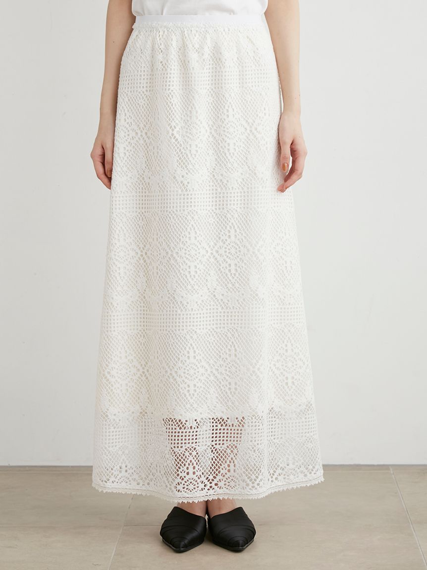 【値下げ】ラッセルレースマキシＳＫ　ホワイト　MIESROHE ラッセルレースマキシSK(ロングスカート)｜スカート｜MIESROHE