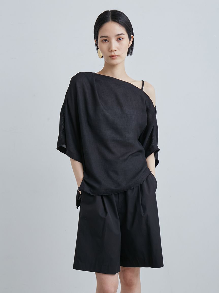 ハンカチヘムドレープブラウス