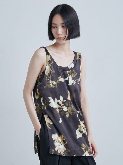サテンレイヤード花柄ノースリTOPS(タンクトップ)｜トップス｜MIESROHE