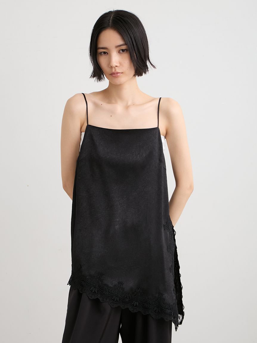 ワッシャーサテンレースキャミ