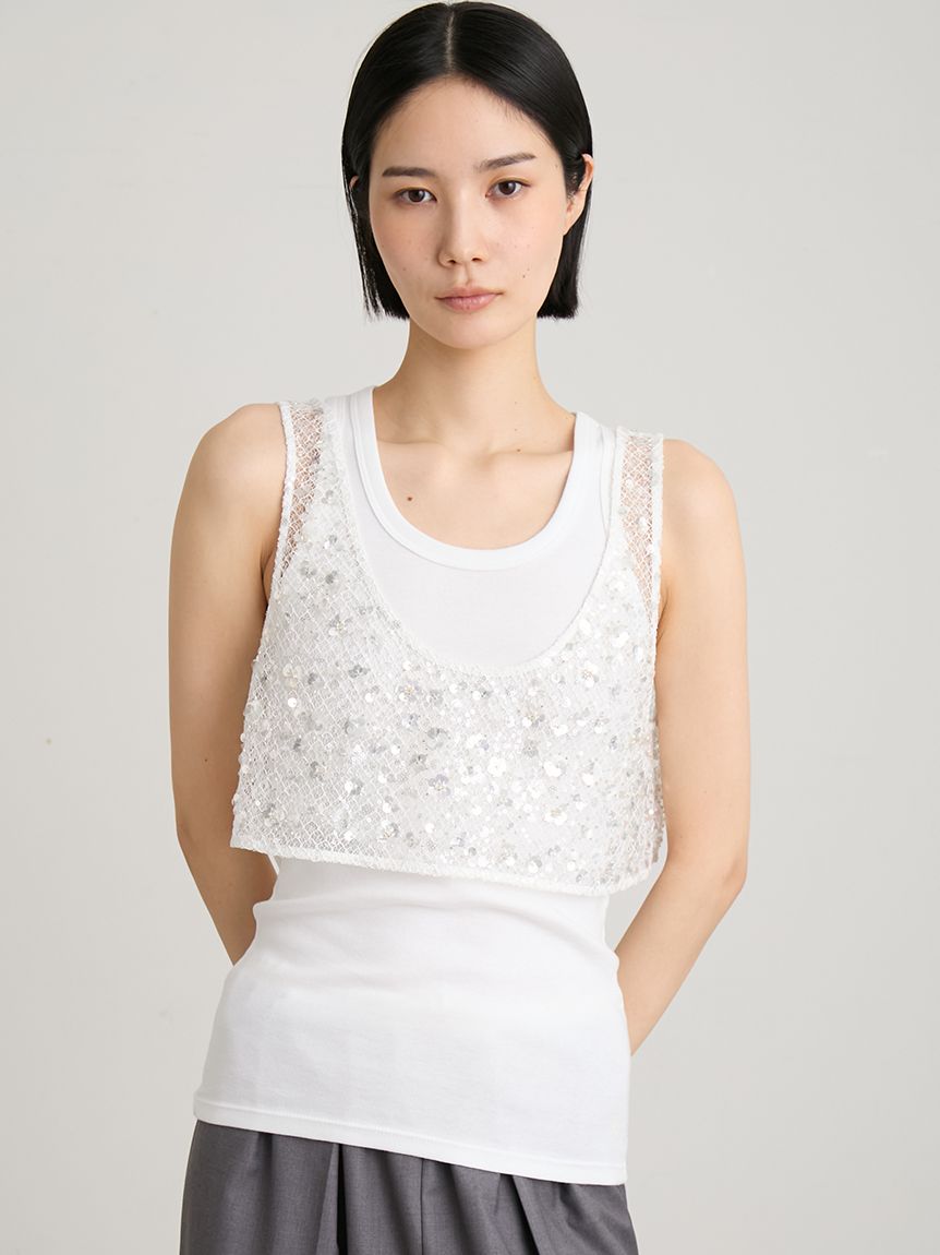 新品未使用　carla ビラクトップスビスチェ　ホワイト サイドホールジャガードビスチェ（その他トップス）｜PUBLIC TOKYO