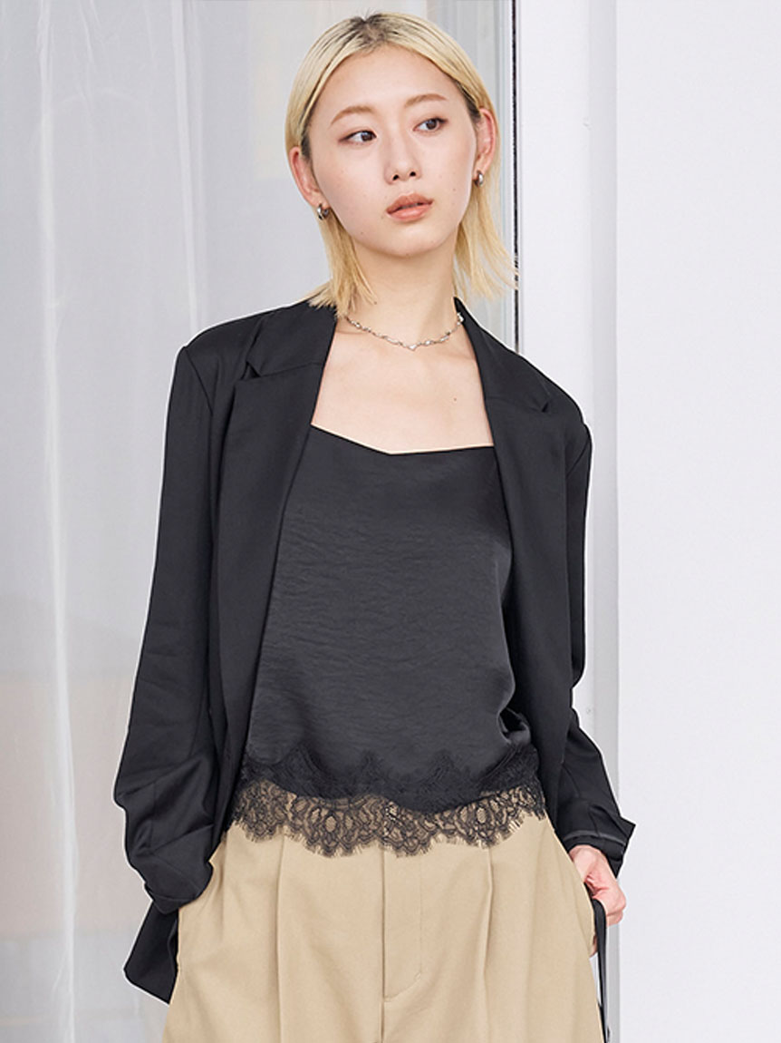 洗える】サテンレースバックシャンキャミトップス(トップス)｜MIESROHE