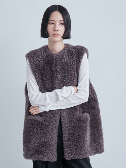 ミースロエ　ノーカラーエコファーベスト ノーカラーエコファーベスト(ベスト)｜アウター｜MIESROHE（ミースロエ