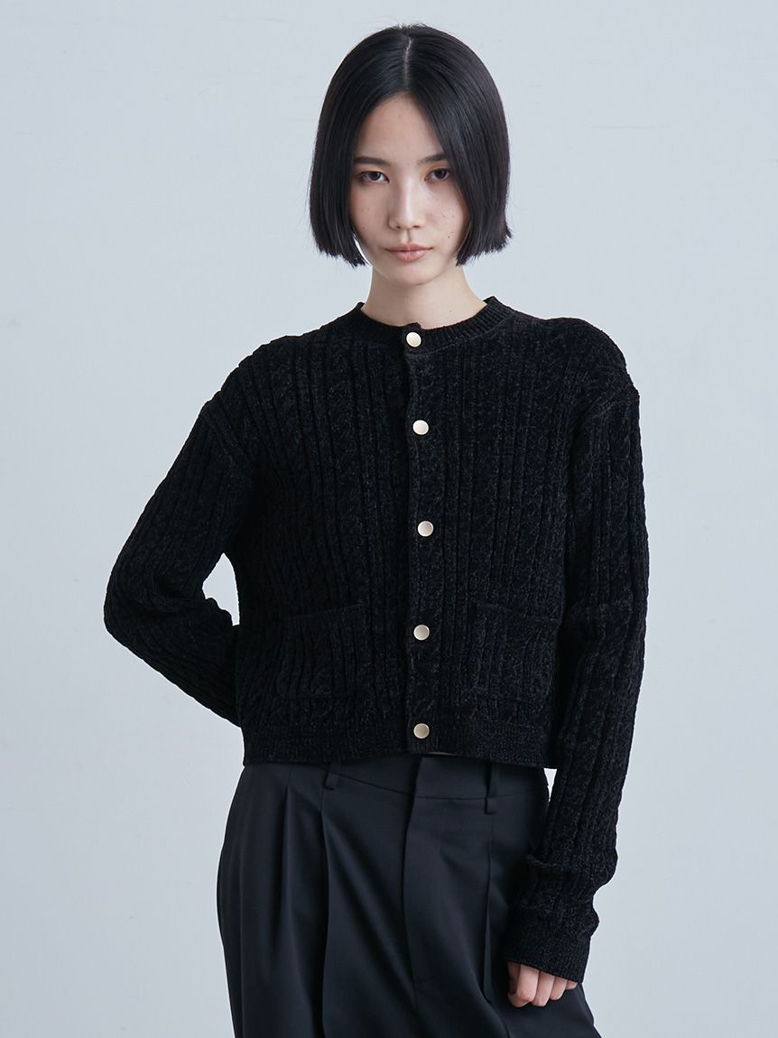 MIESROHE ミースロエ　パターンスクエアニットカーディガン　黒 最終値下 MIESROHE パターンスクエアニットカーディガン 黒