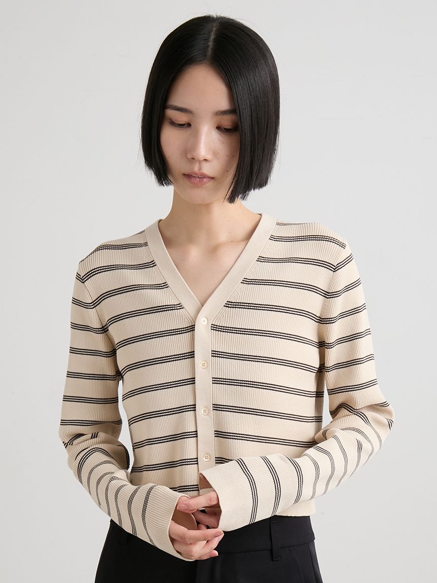 オーガニックRIBショートニットカーデ(カーディガン