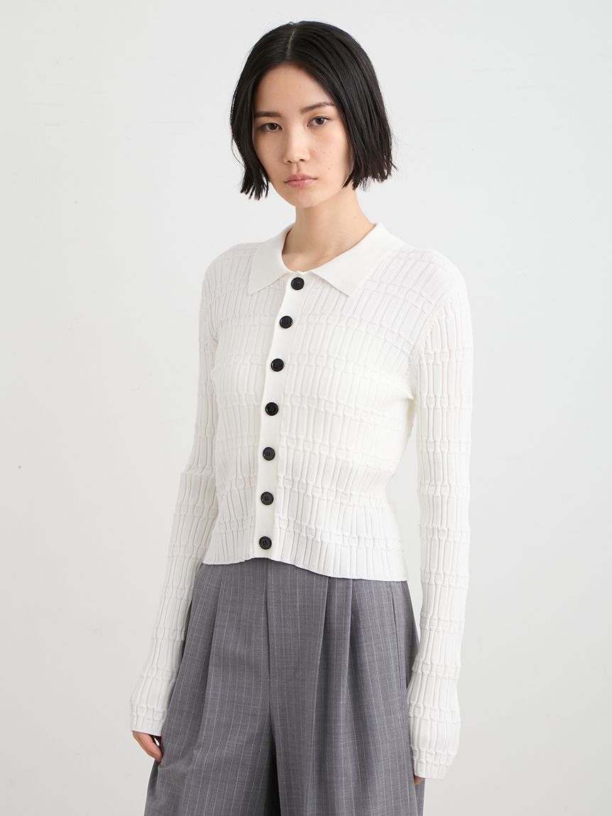 ☆今期新作☆ミースロエ／ウォッシャブル変形RIBニットカーデ【YEL】新品タグ付 ウォッシャブル変形RIBニットカーデ(ニット)｜トップス｜MIESROHE
