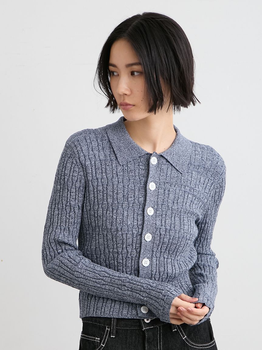 ☆今期新作☆ミースロエ／ウォッシャブル変形RIBニットカーデ【YEL】新品タグ付 ウォッシャブル変形RIBニットカーデ(ニット)｜トップス｜MIESROHE