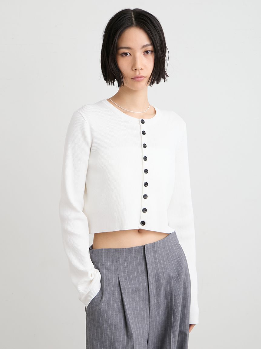 RIBショートニットカーデ