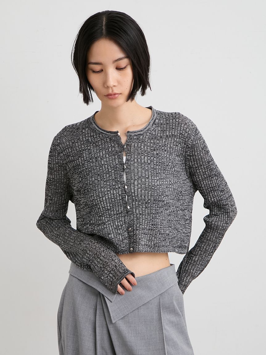 Nuriコラボ　シアーRIBニットカーデ