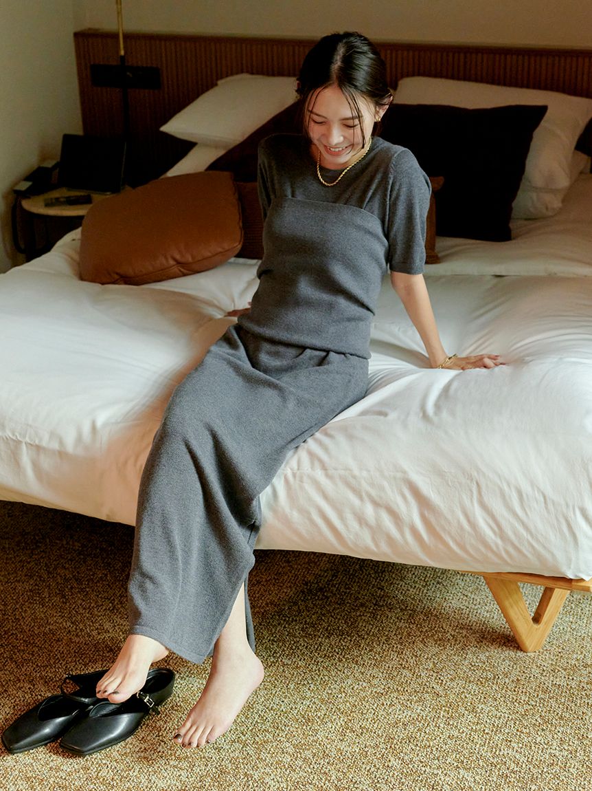 macoto×MIESROHE】ビスチェ付きニットワンピース(マキシ・ロング