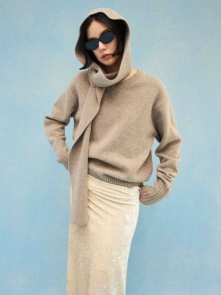 ミースロエ washableシアーRIB切り替えニットTOPS （ニット